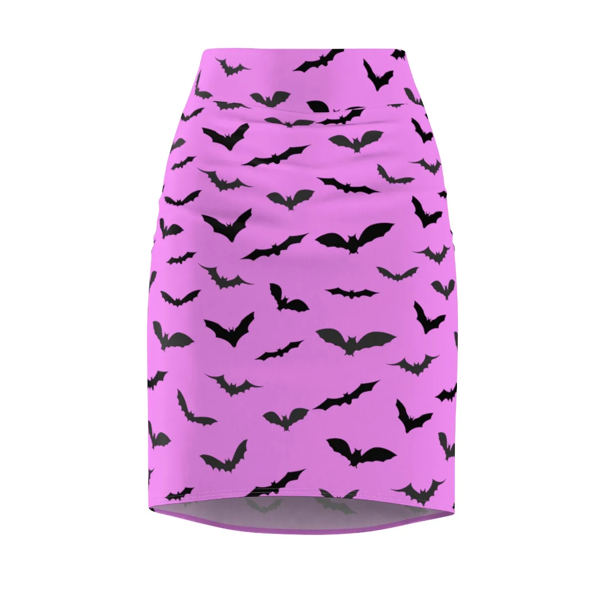 Cute Pink Bats Pencil Skirt, Black Cute Halloween Bats Women's Pencil Skirt- Made in USA (Size: XS-2XL)