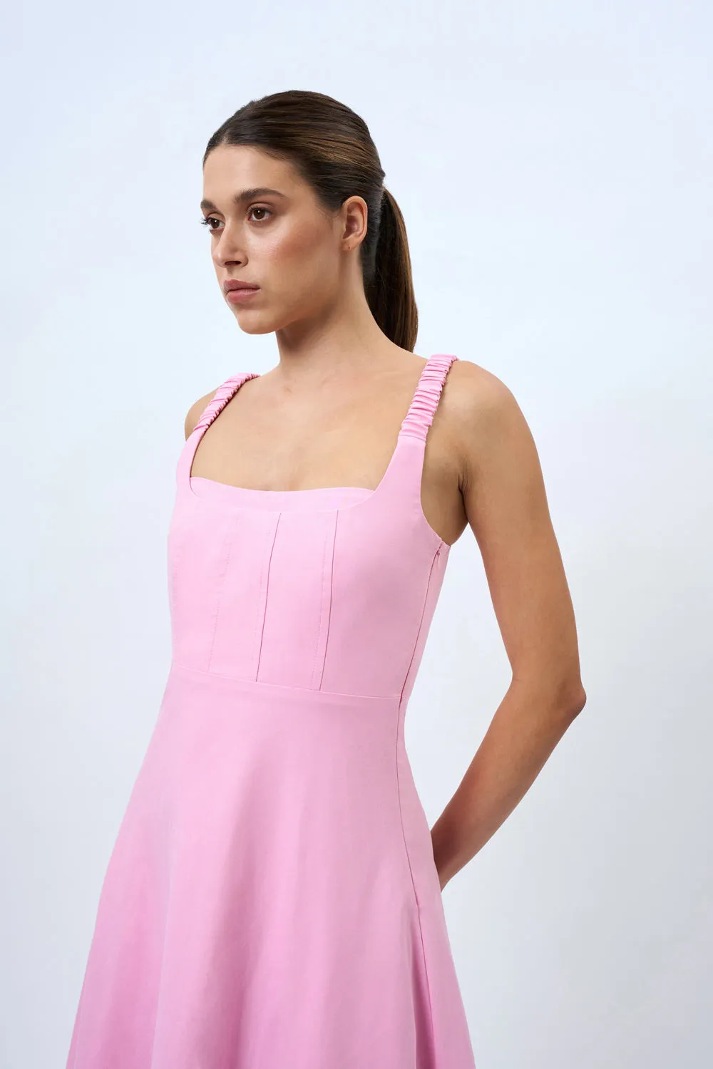 Daphne Bust Midi Dress - Taffy Pink