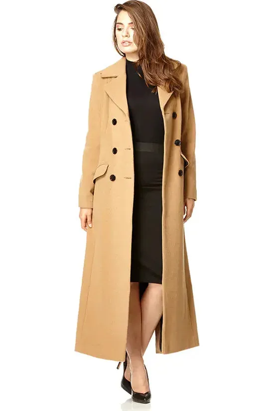 De La Creme Fashions Wool Blend Double Breasted Long Coat