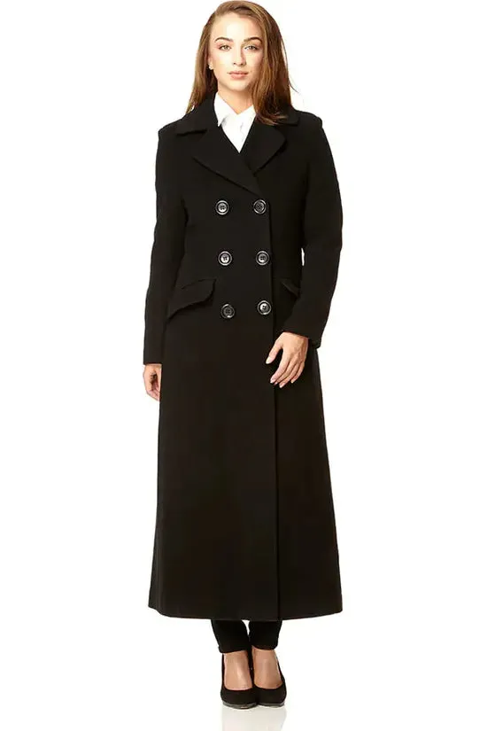 De La Creme Fashions Wool Blend Double Breasted Long Coat