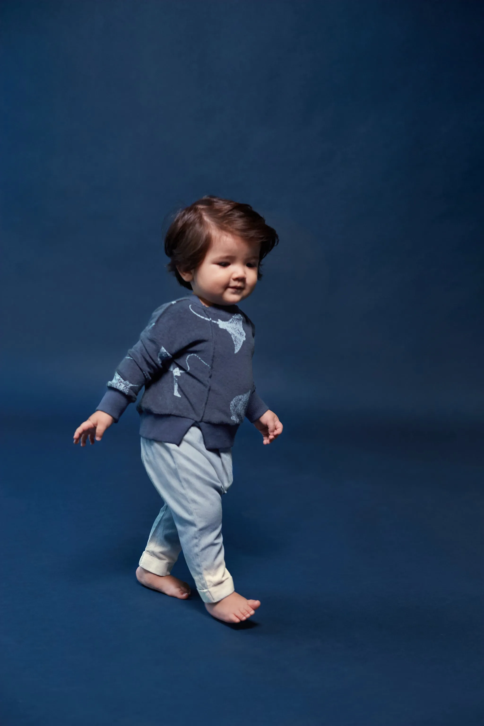 Denim Baby Joggers with Front Pleat | Light Blue