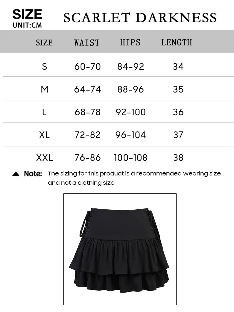 Double-layered Punk Mini Skirts with Side Ties