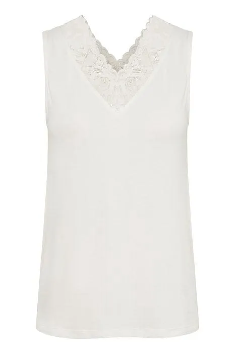 DOUBLE V LACE NECKLINE WHITE CAMISOLE