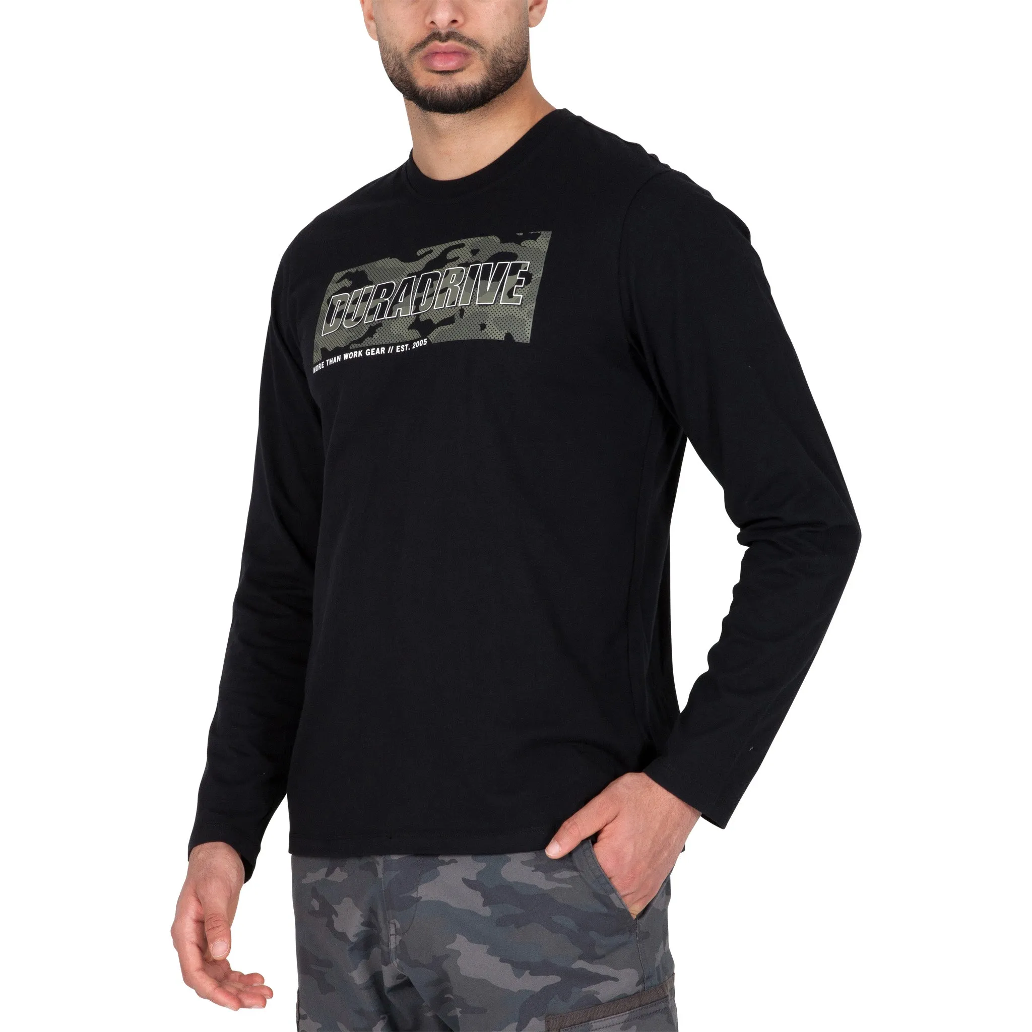 Duradrive Compass Camo Print Long Sleeve Crew Neck T-shirt