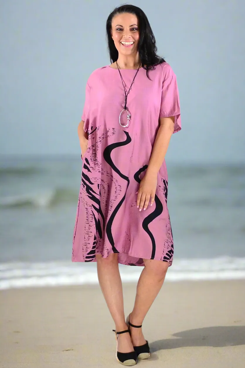 Dusty Pink Striped Tunic Dress