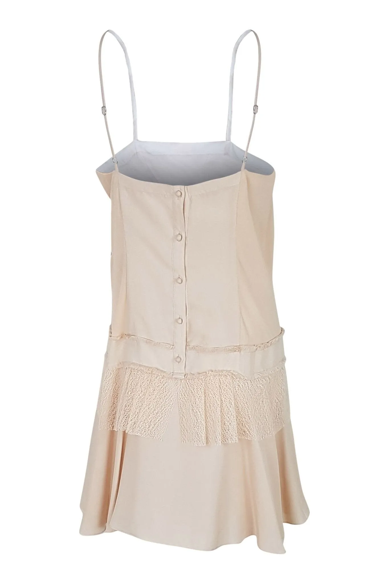 EDUN Blush Pink Silk Lace Trim Camisole Mini Dress (M)