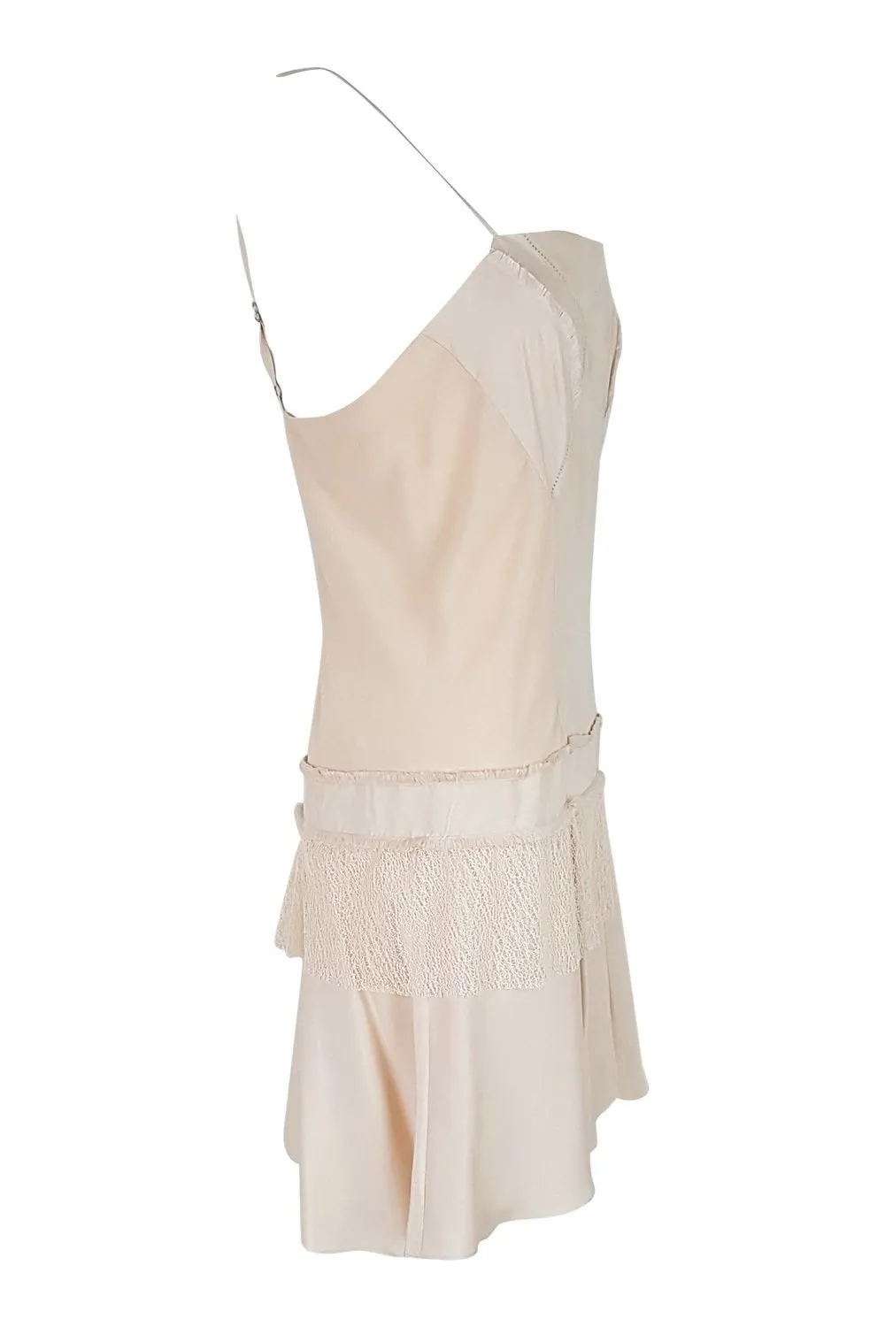 EDUN Blush Pink Silk Lace Trim Camisole Mini Dress (M)