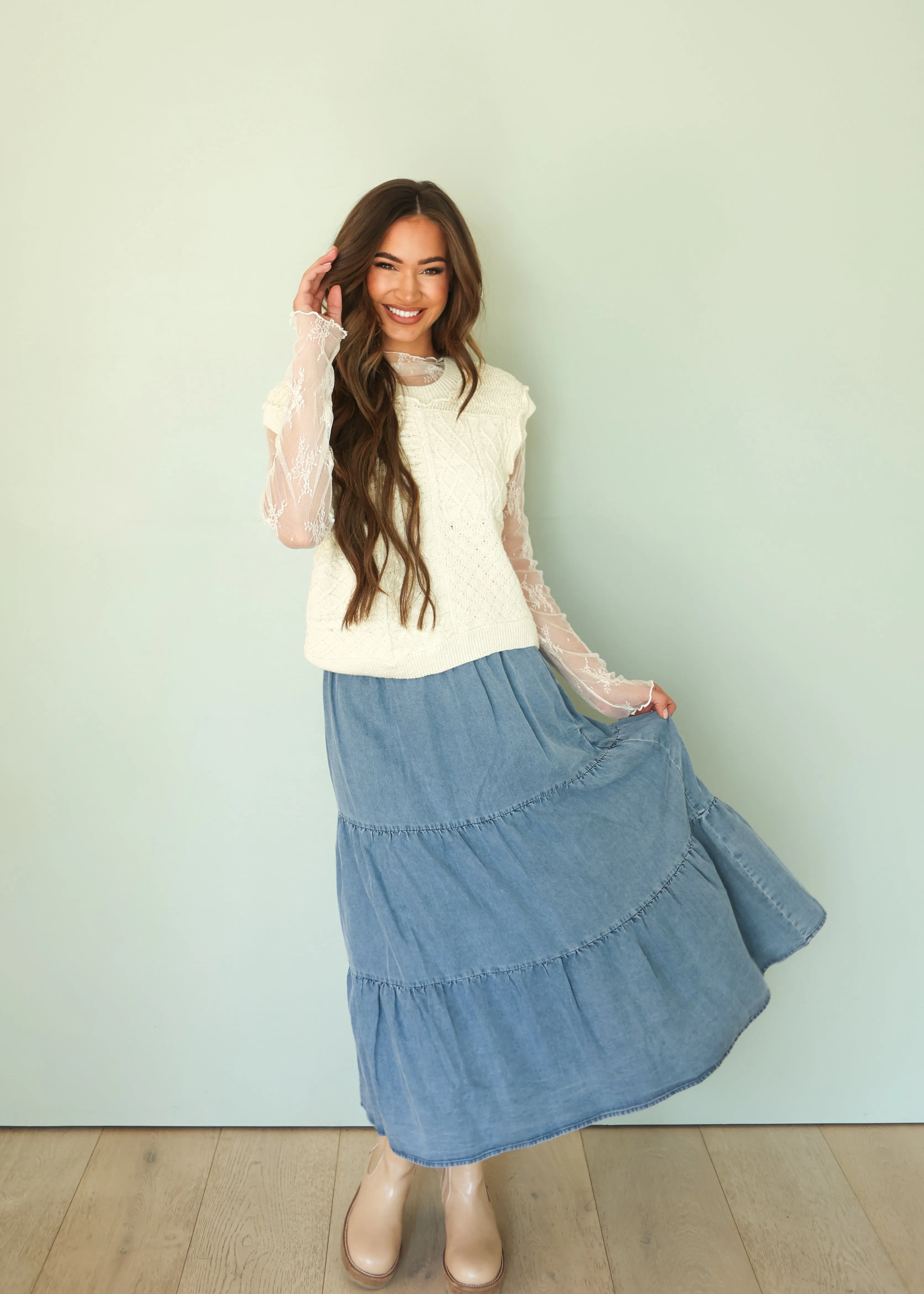 Ellie Chambray Denim Skirt - FINAL FEW -