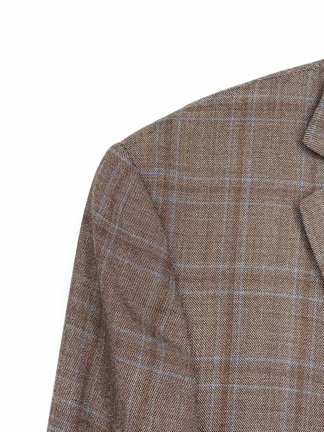 Ermenegildo Zegna Men's Brown Plaid 46R Sport Coat