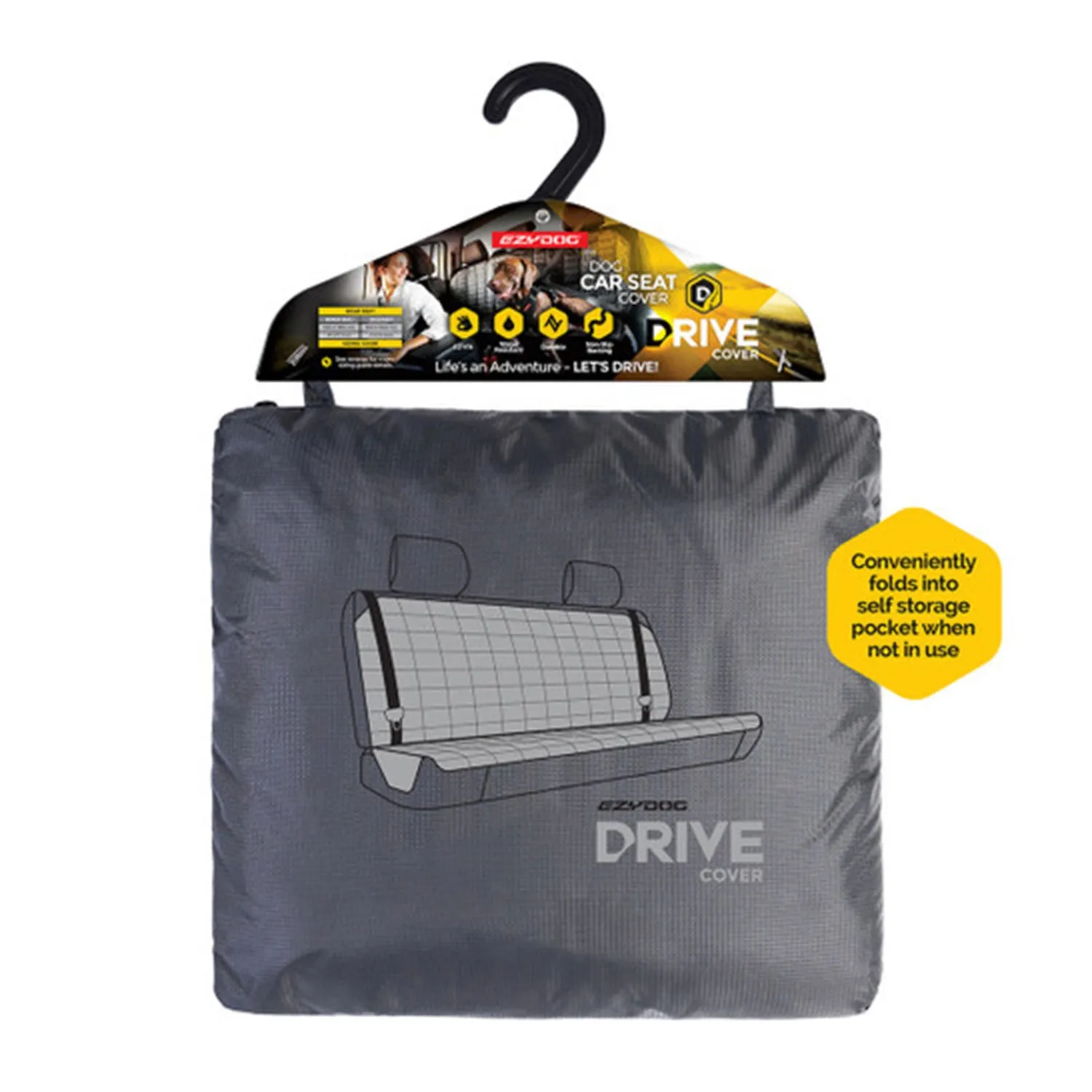 EzyDog Drive Rear Car Seat Cover Charcoal