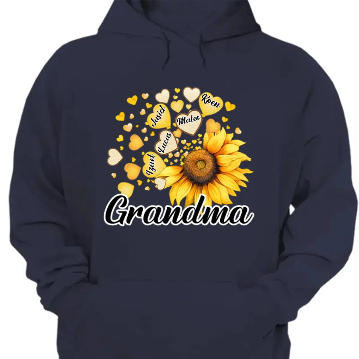 Family - Grandma Mom Kids Sunflower  - Personalized Unisex T-shirt, Hoodie, Sweatshirt (NV)