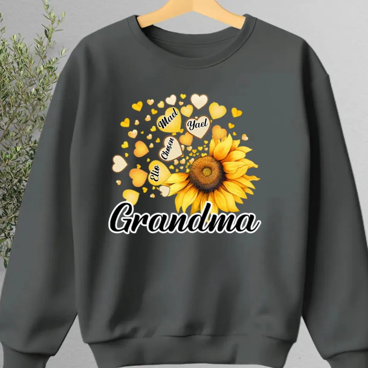 Family - Grandma Mom Kids Sunflower  - Personalized Unisex T-shirt, Hoodie, Sweatshirt (NV)