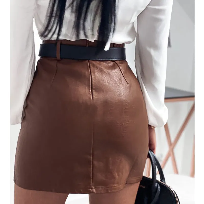 Fashion Rivets PU Leather Mini Skirt