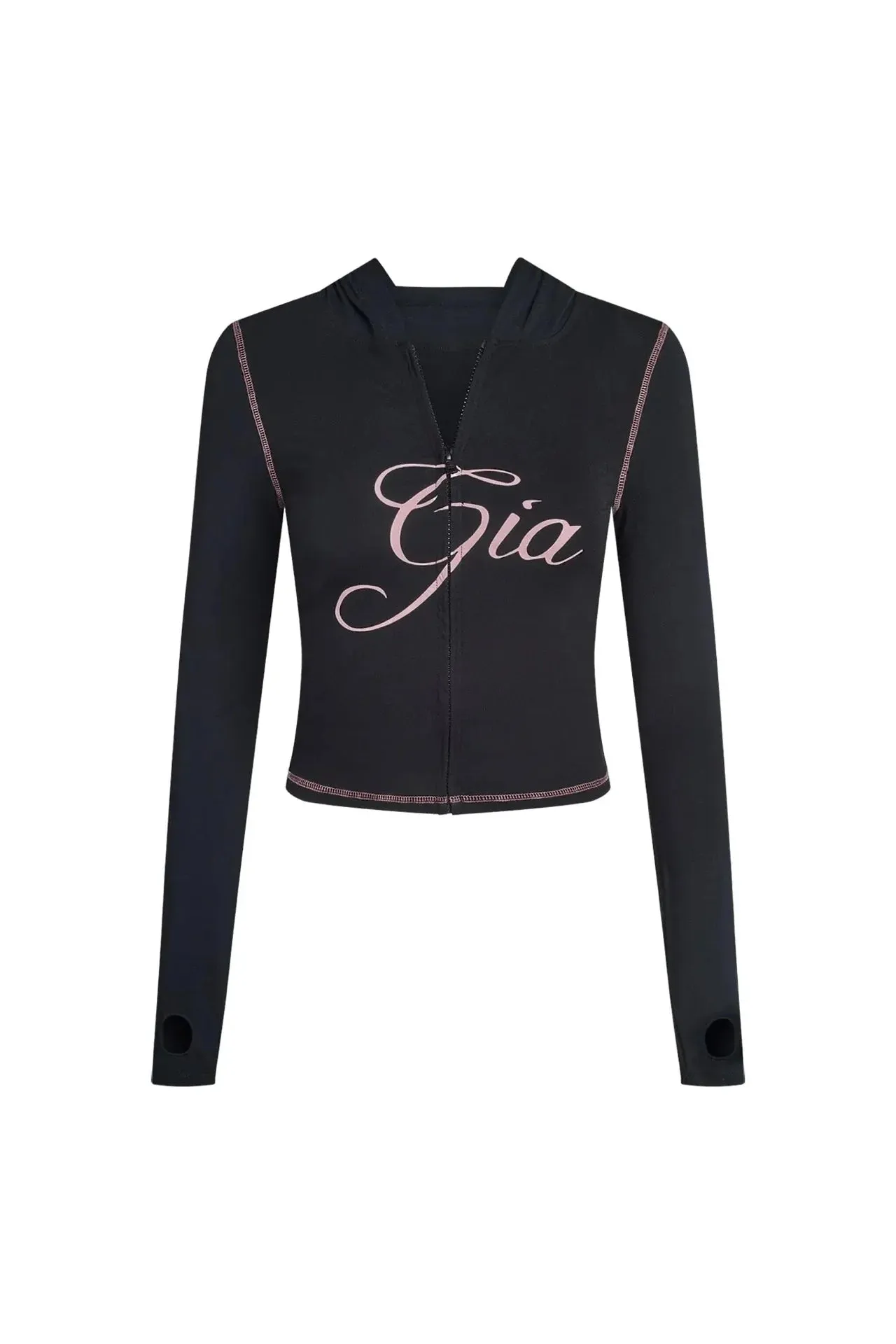 Fashionkova I.AM.GIA  zip-up cap long sleeve high spring top & low waist micro flared pants