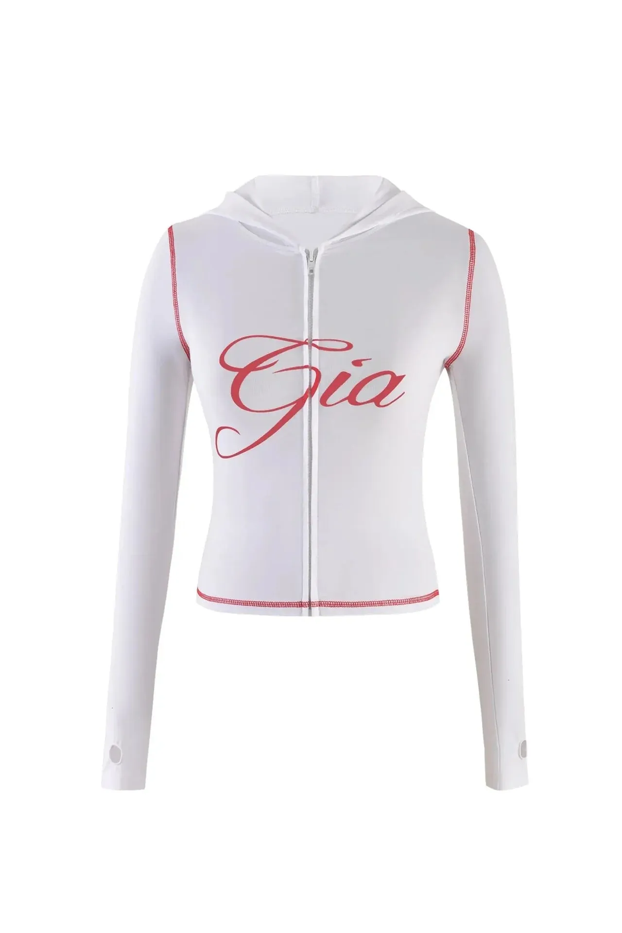 Fashionkova I.AM.GIA  zip-up cap long sleeve high spring top & low waist micro flared pants