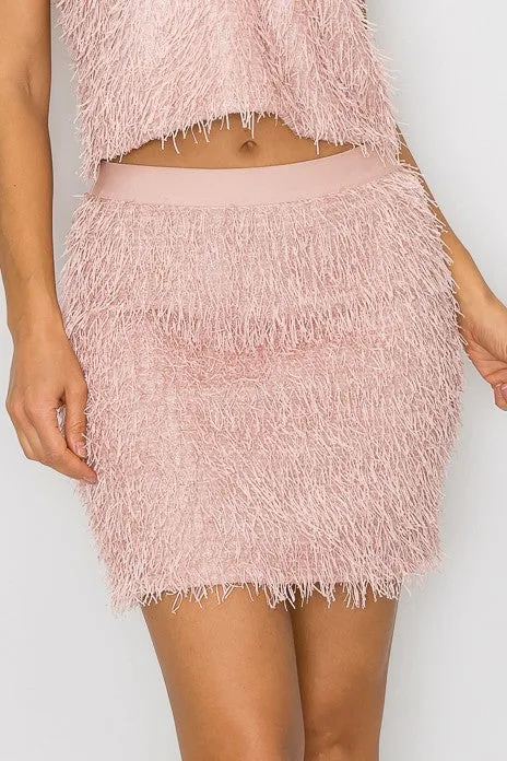 Feathered Mini Skirt