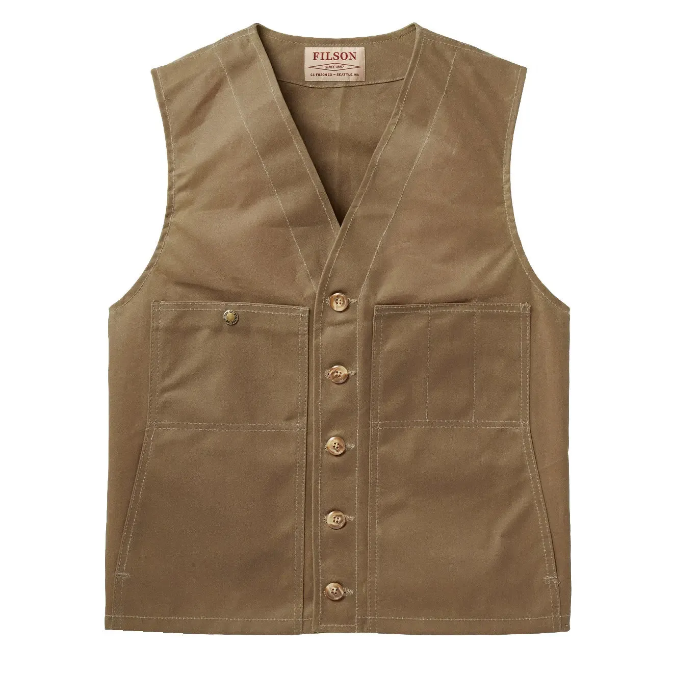 Filson Oil Tin Cloth Vest Dark Tan