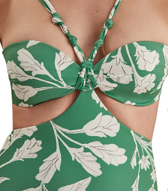 Floral Bandeau Trikini Green