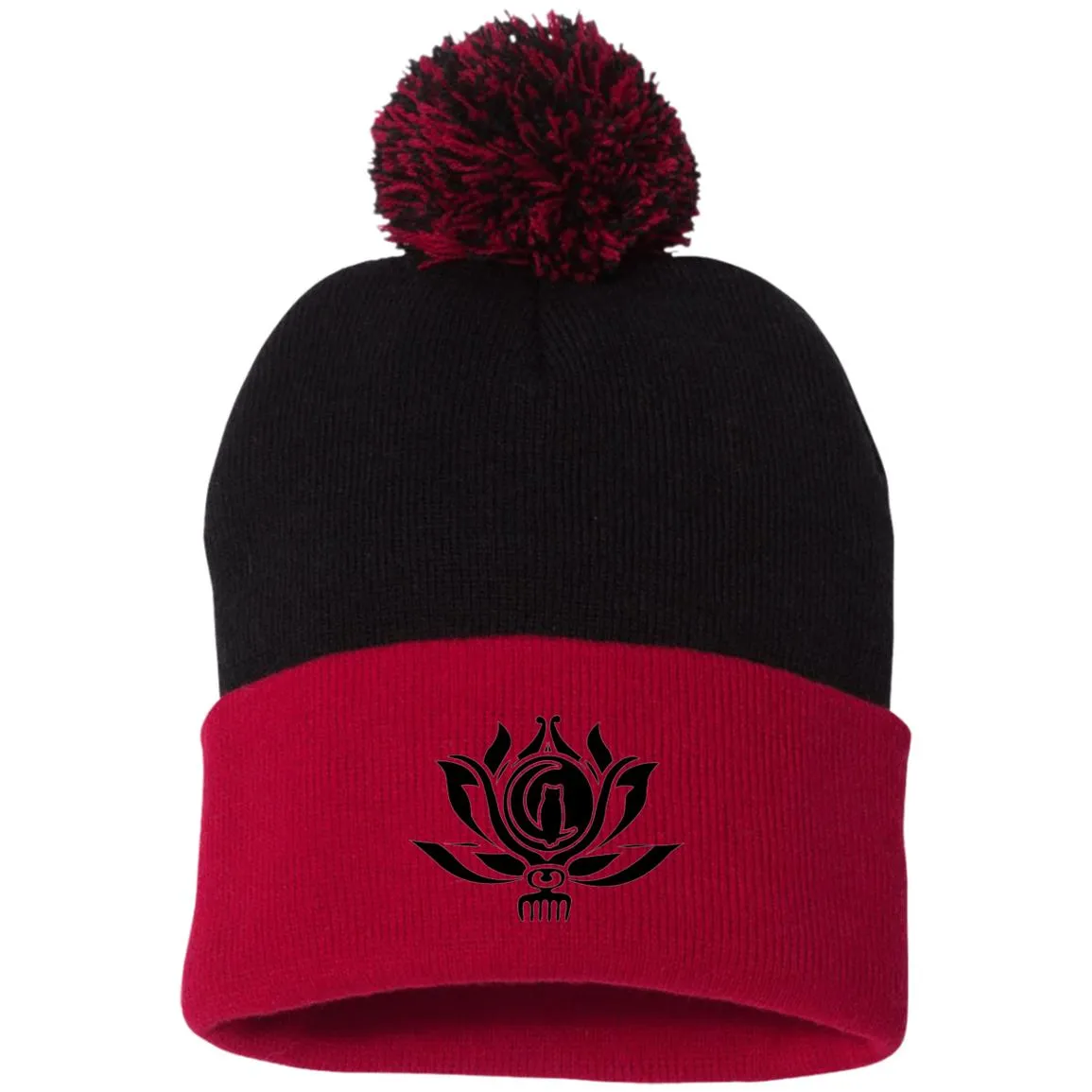 Flower of Life Pom Pom Knit Beanie Hat