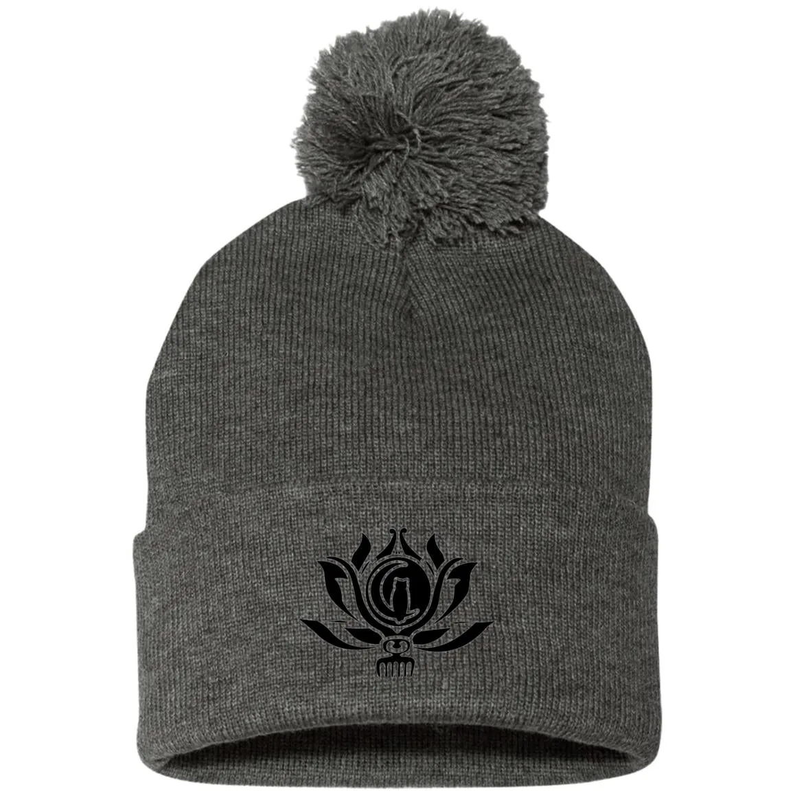 Flower of Life Pom Pom Knit Beanie Hat