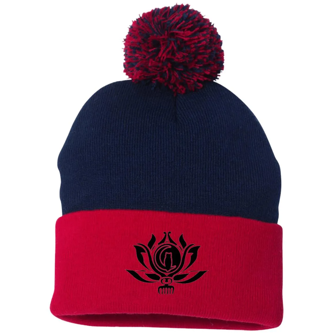 Flower of Life Pom Pom Knit Beanie Hat