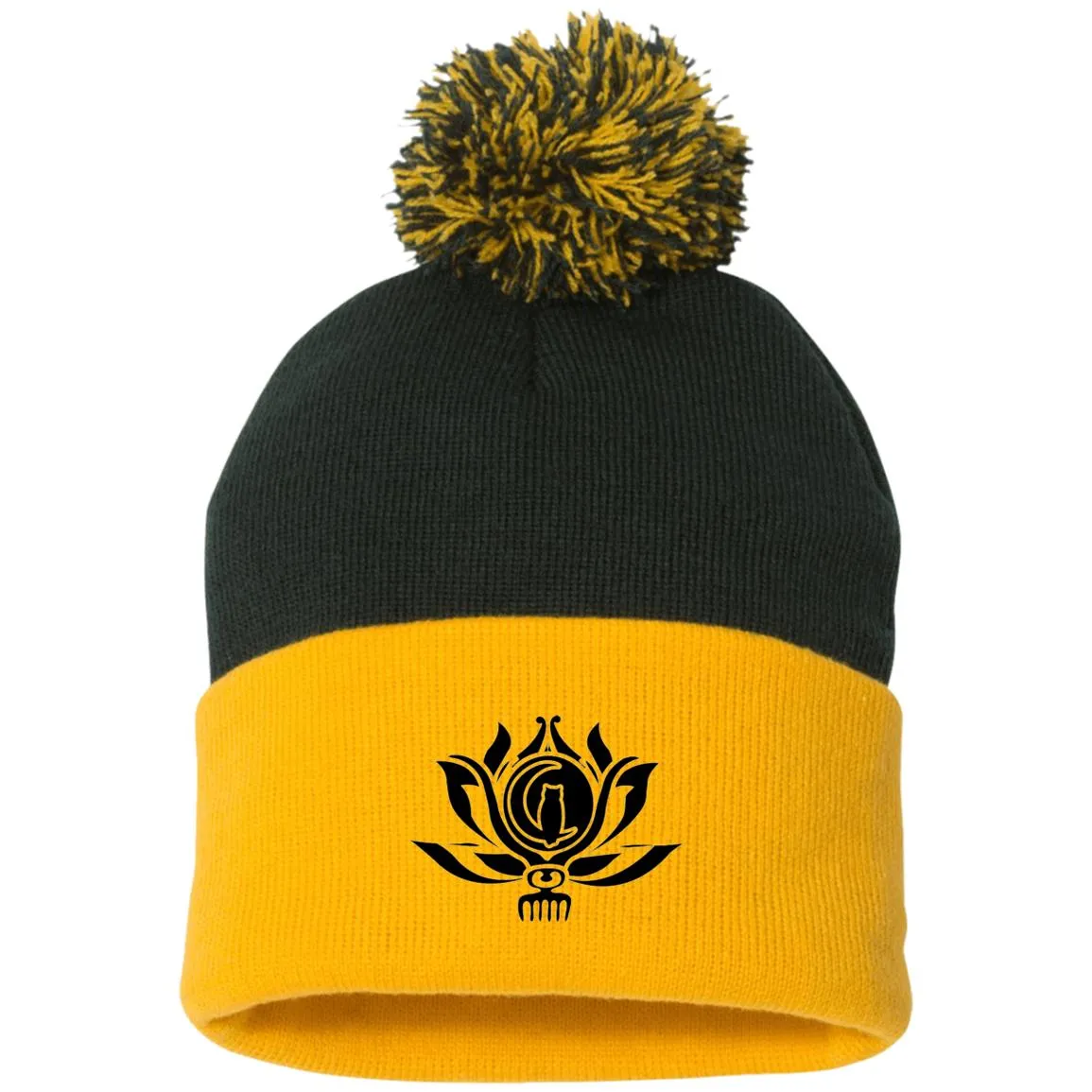 Flower of Life Pom Pom Knit Beanie Hat