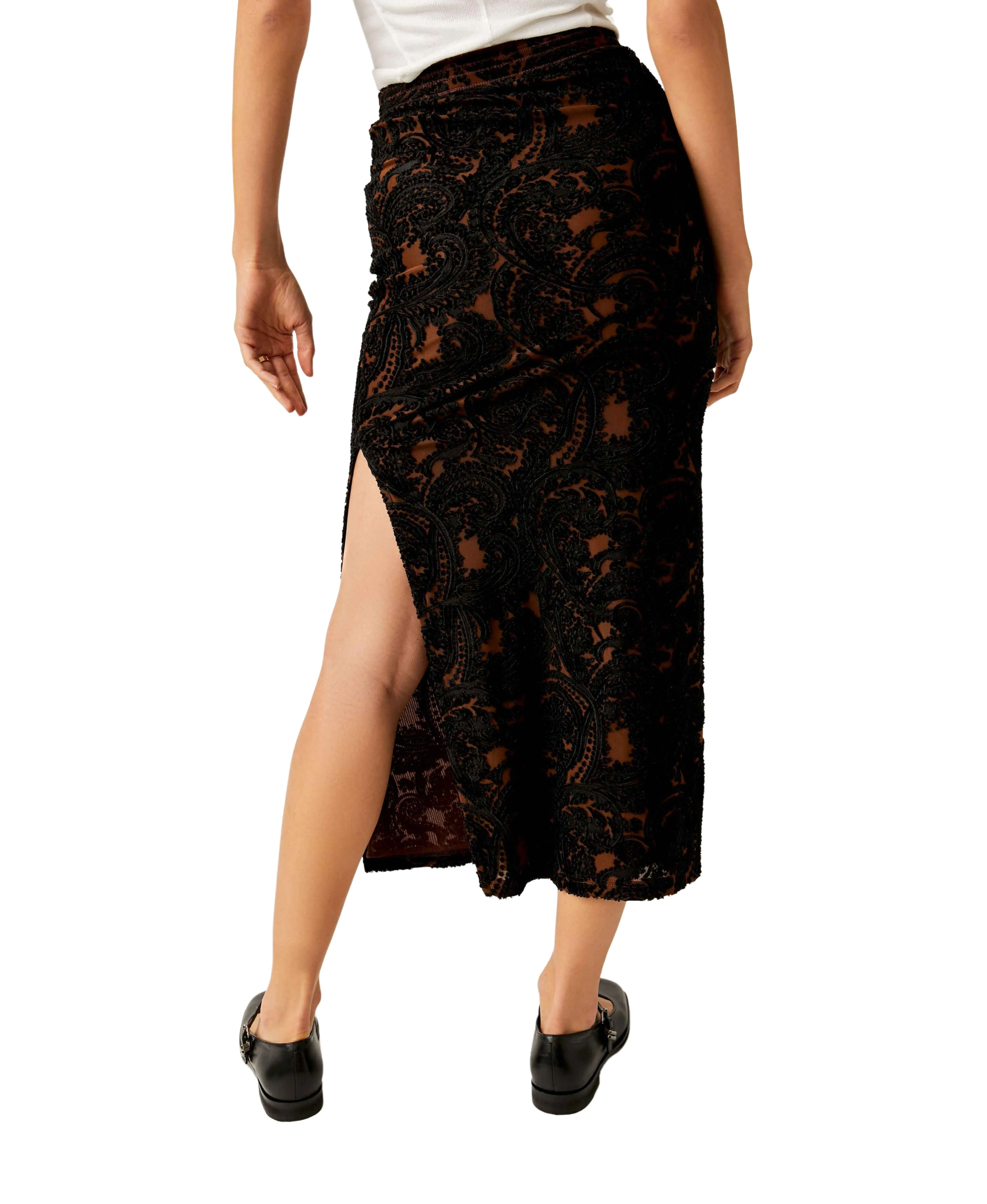 Free People Rosalie Velvet Midi Skirt