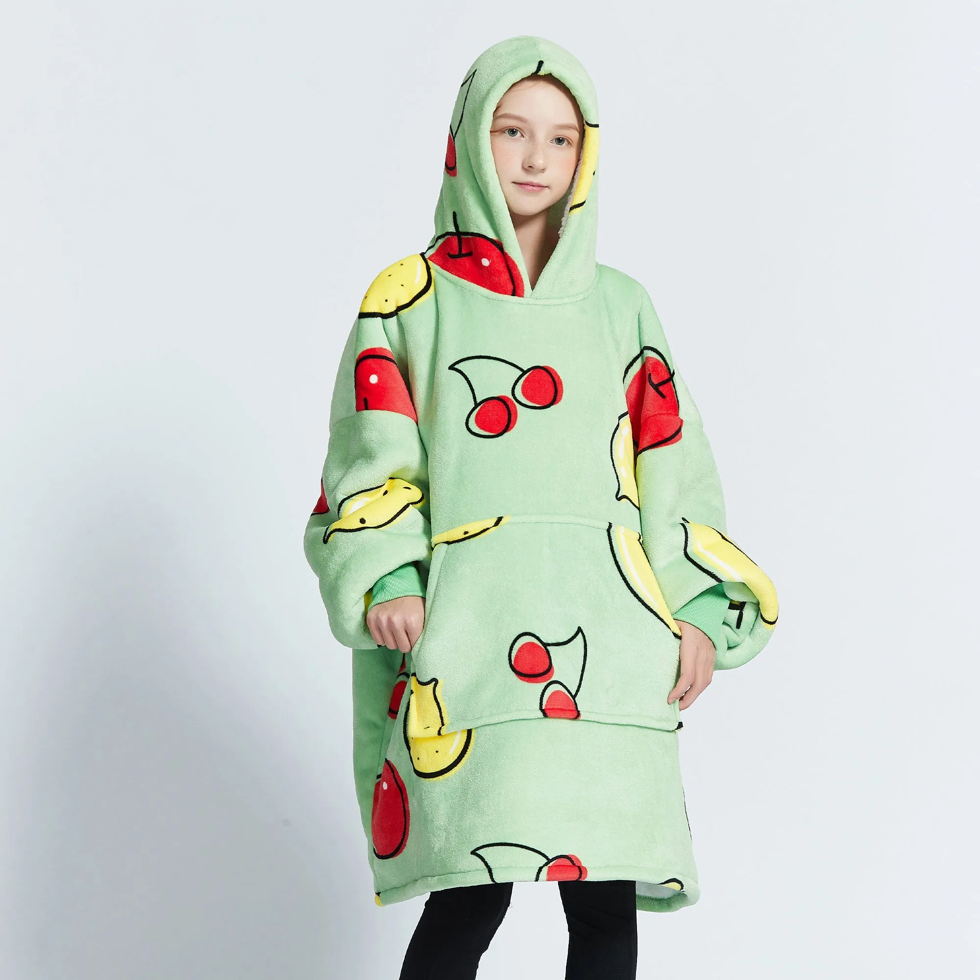 Fruits Green Kids Hoodie Blanket