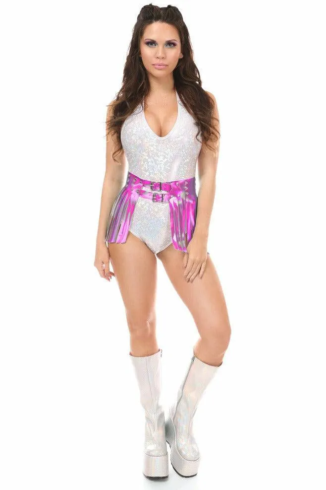 Fuchsia Hologram Fringe Mini Skirt