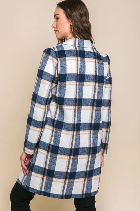 Georgina Lapel Collared Plaid Wool Blend Full Coat