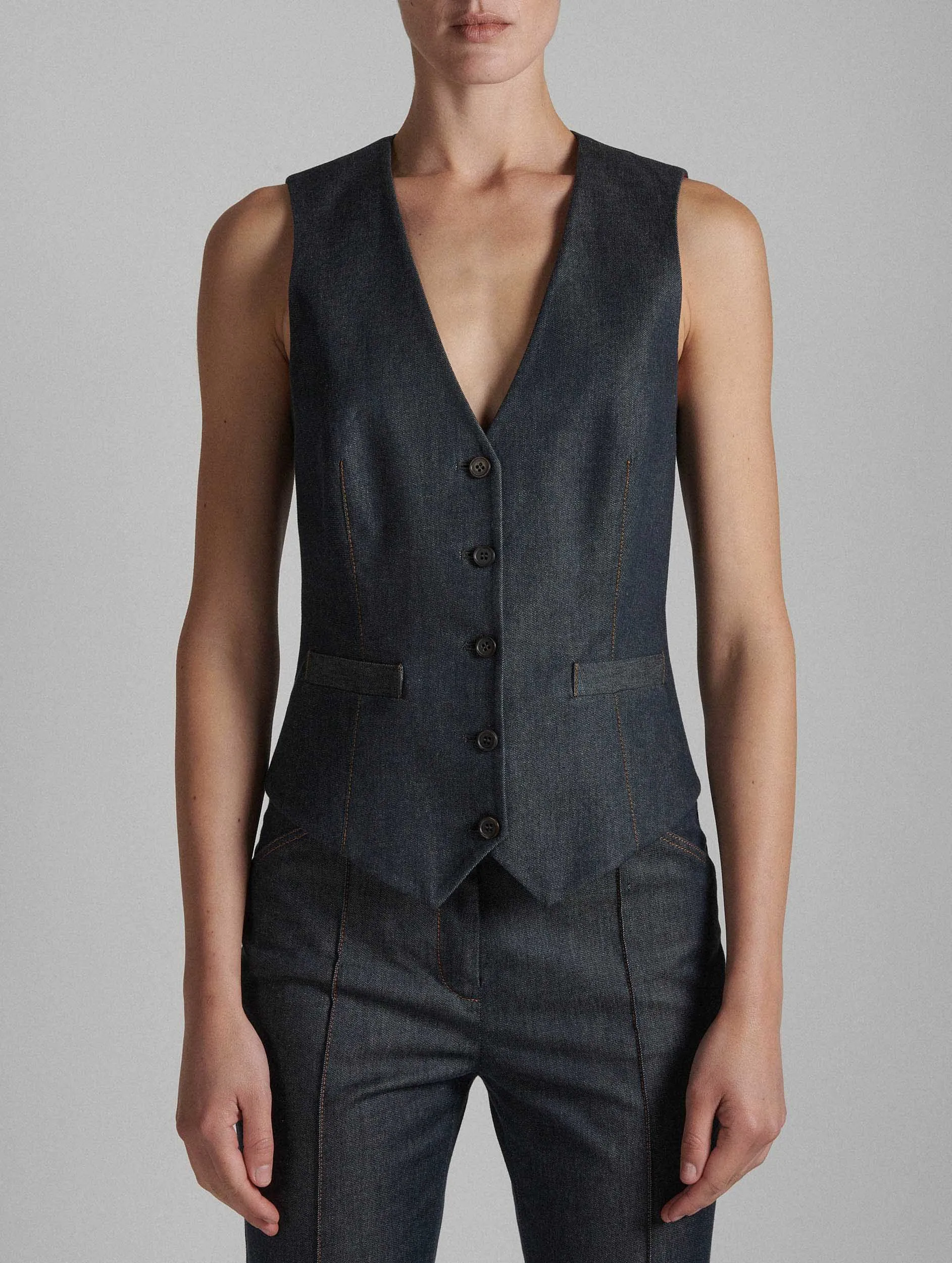 Gilet de costume en denim lavé