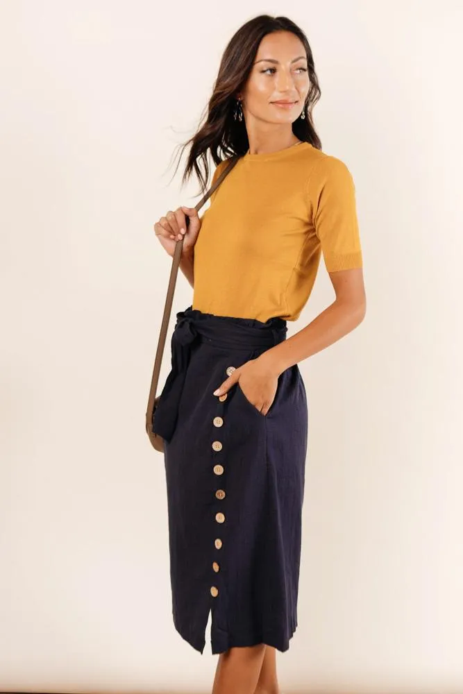 Ginger Midi Skirt in Navy