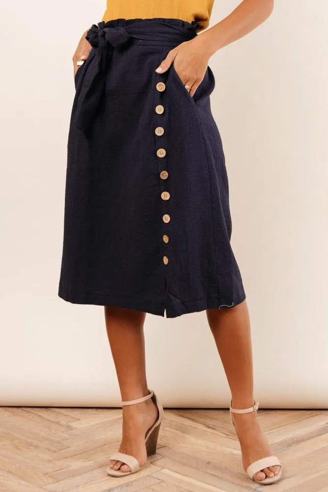 Ginger Midi Skirt in Navy