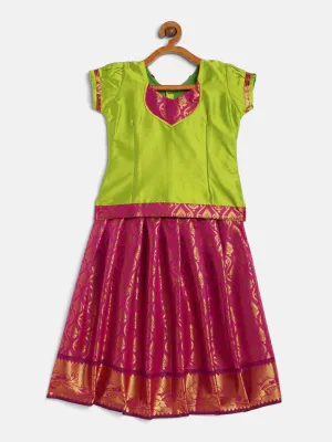 Girl's Green Color Pavadai Set - BABY LAKSHMI