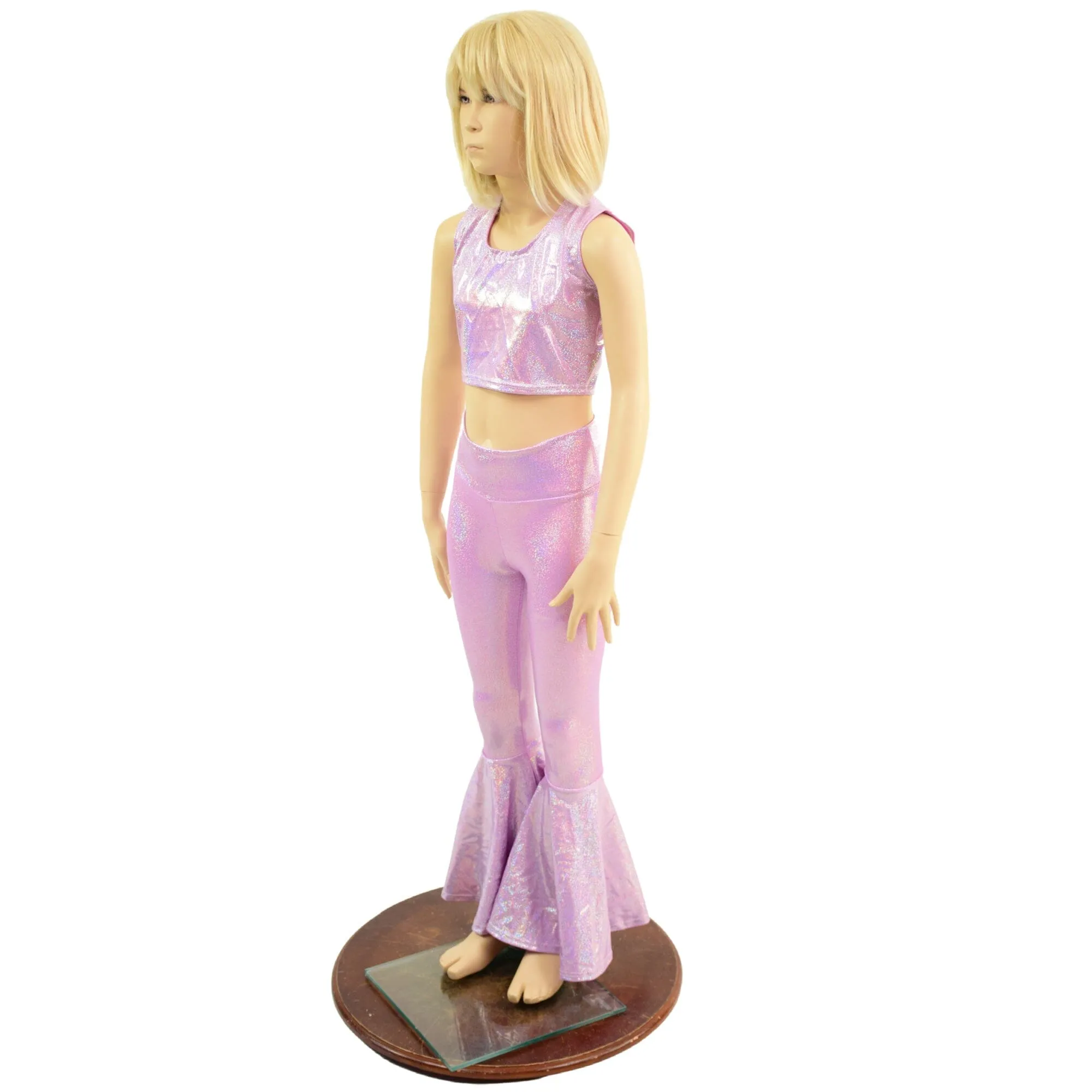 Girls Lilac Holographic Flares & Top Set