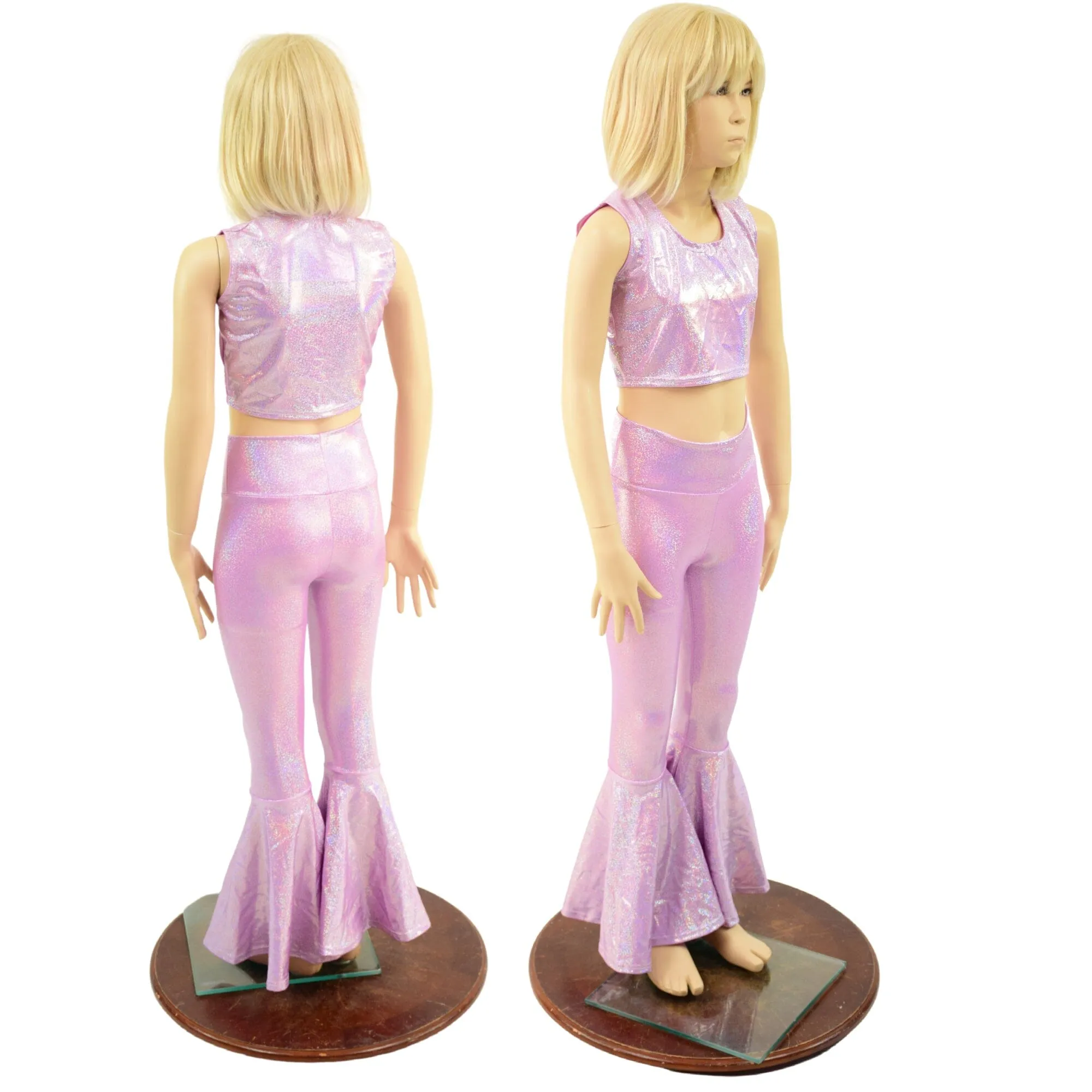 Girls Lilac Holographic Flares & Top Set