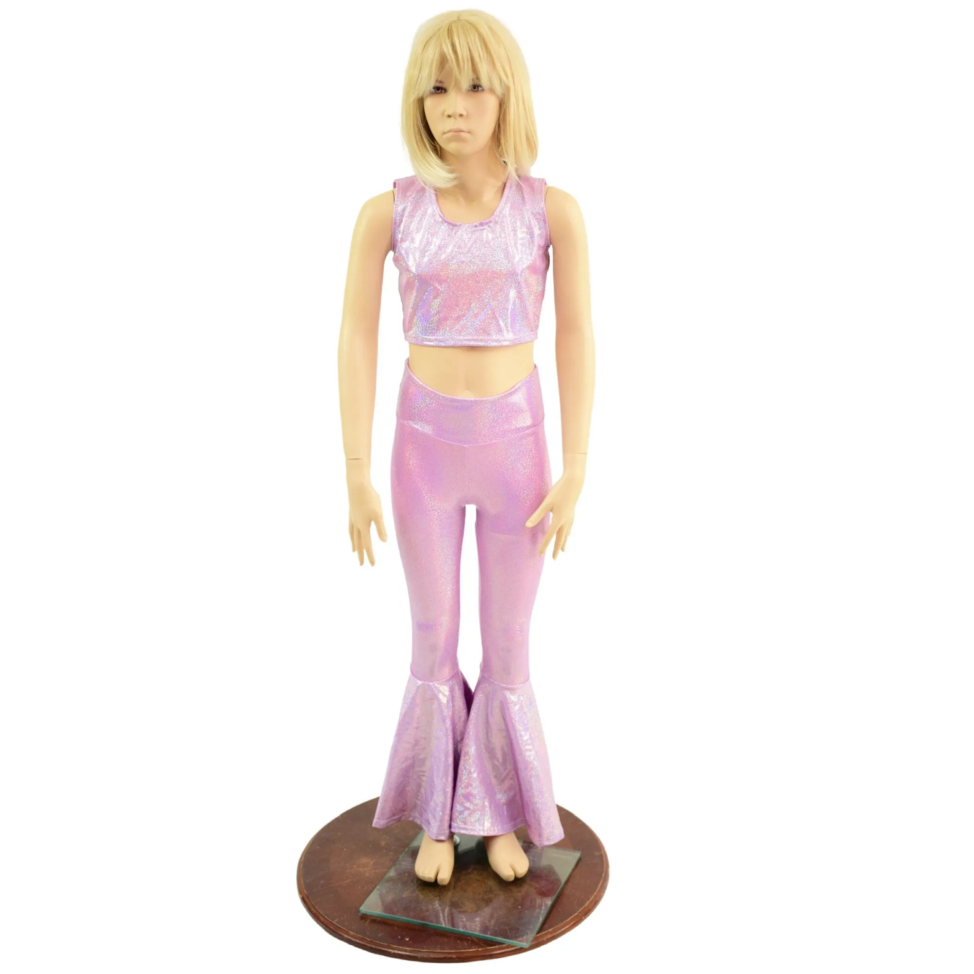 Girls Lilac Holographic Flares & Top Set