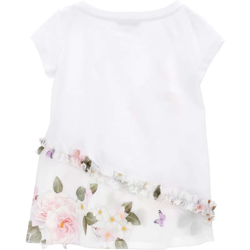 Girls White Floral Rapunzel Tunic