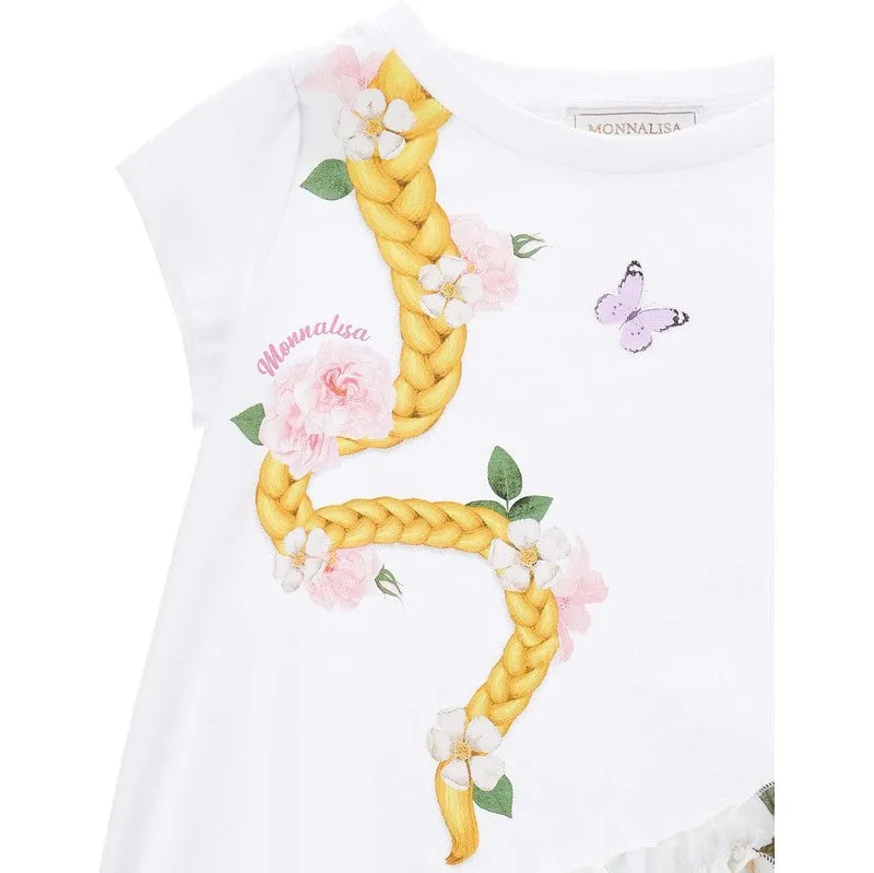 Girls White Floral Rapunzel Tunic