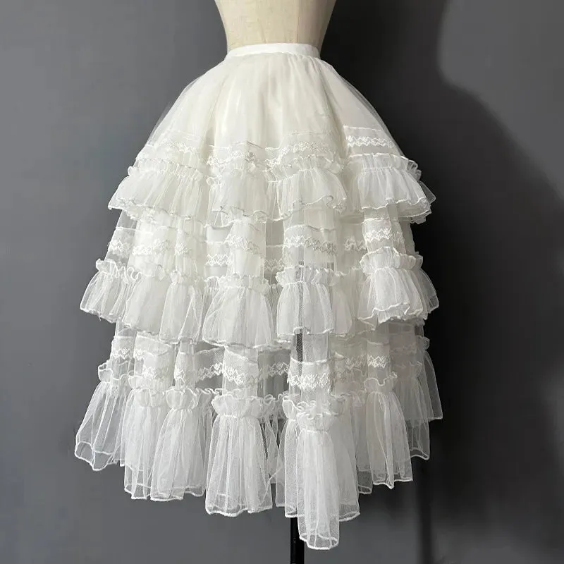 Gorgeous Lolita Underskirt Fluffy Tutu Skirt with Layered Ruffles