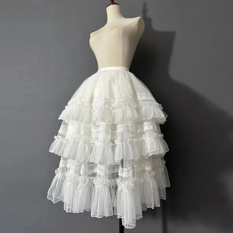 Gorgeous Lolita Underskirt Fluffy Tutu Skirt with Layered Ruffles