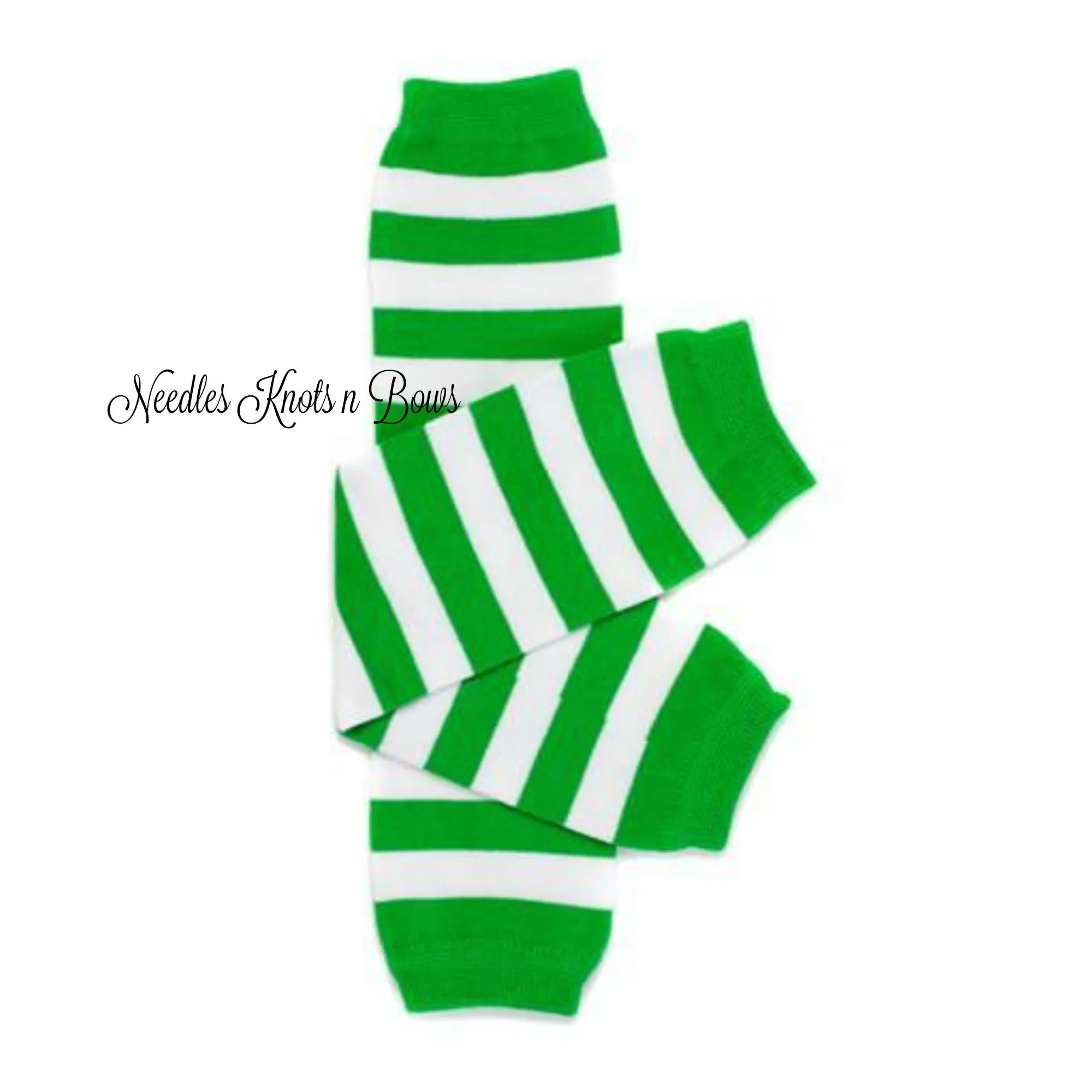 Green & White Striped Leg Warmers, Baby Toddler