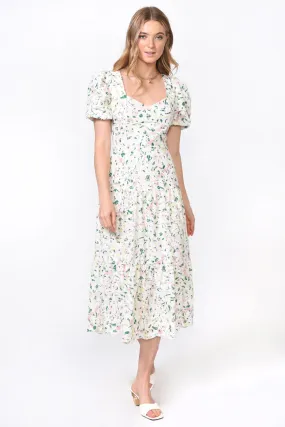 Green Multi Eyelet Felicia Midi Dress