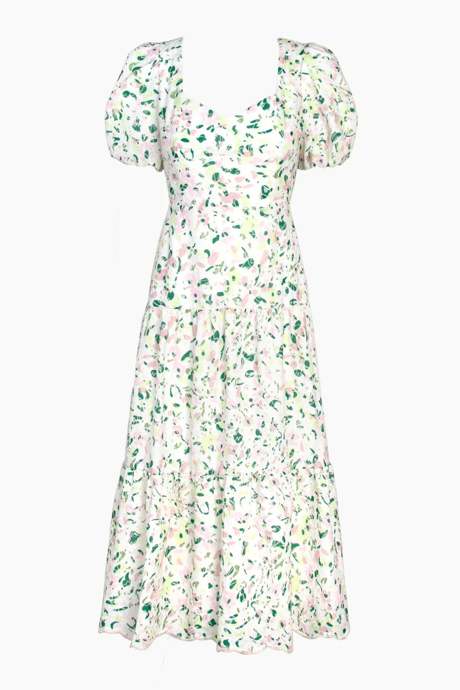 Green Multi Eyelet Felicia Midi Dress