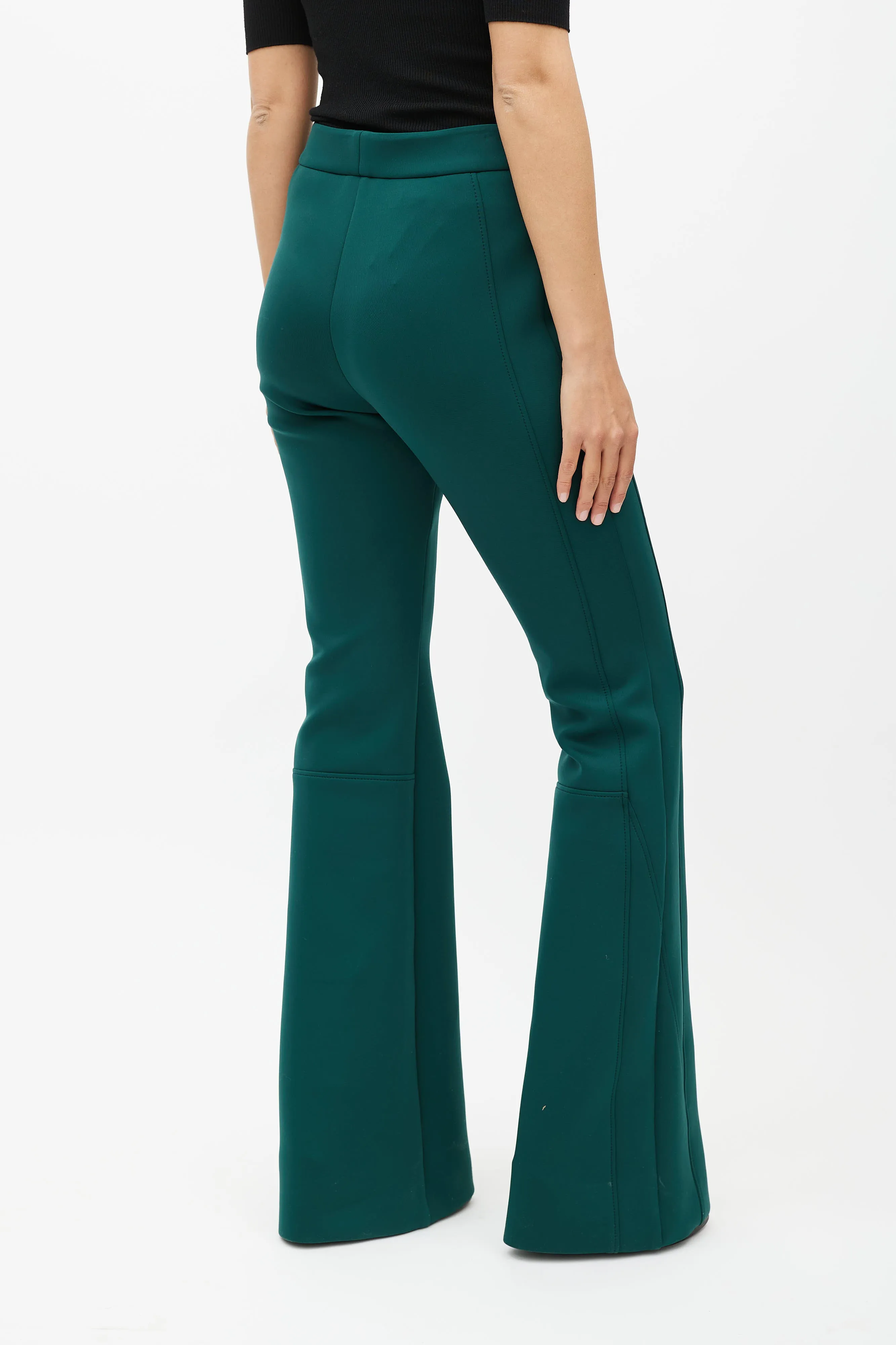 Green Neoprene Faris Flare Trouser