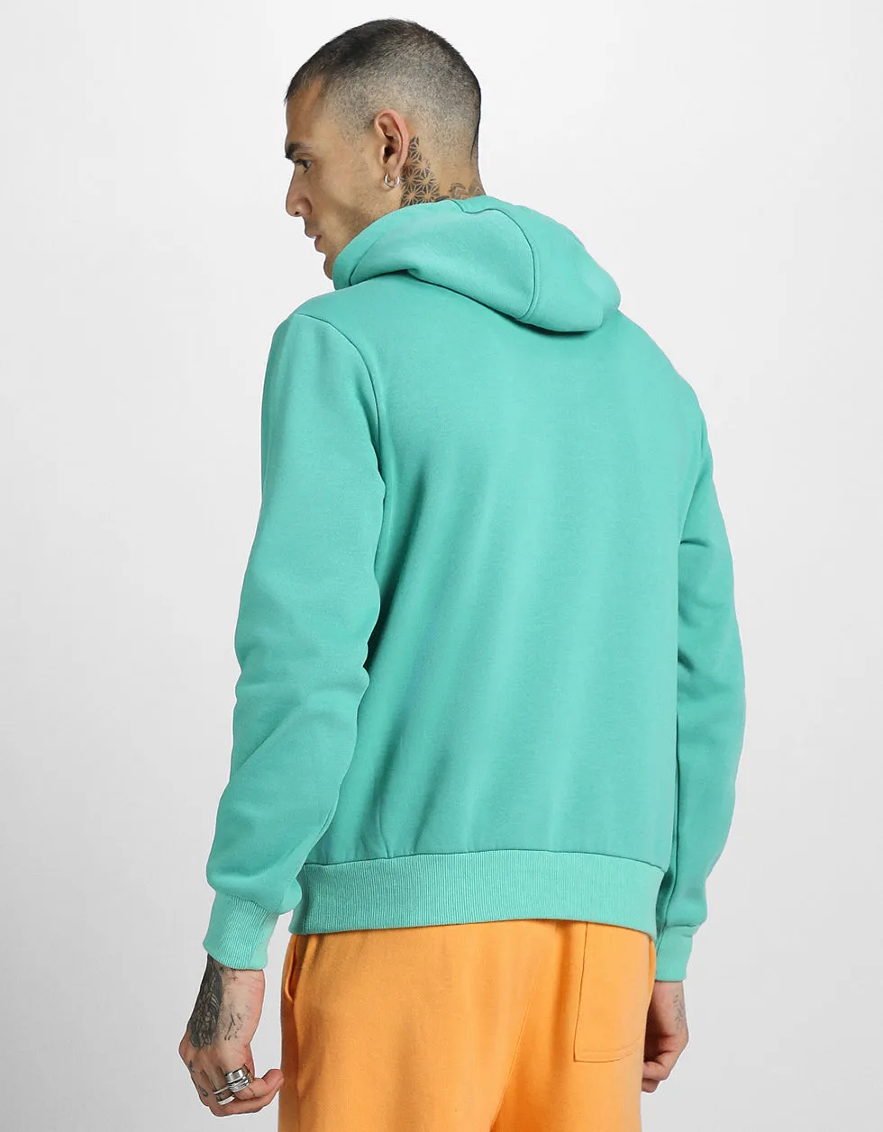 Green Solid Regular Hoodie