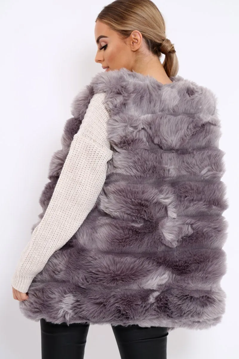 Grey Faux Fur Gilet - Shelby