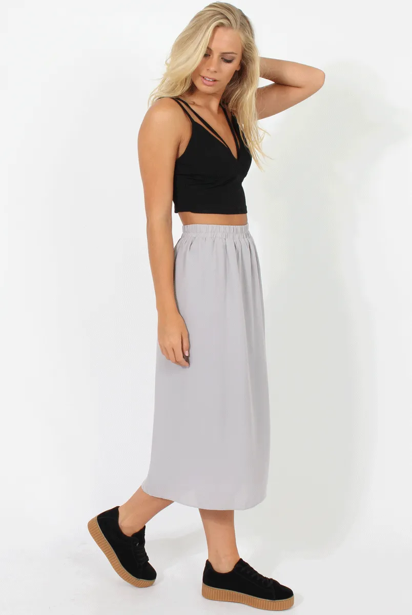 Grey Half Pleat Skirt Layer Culottes - Anna