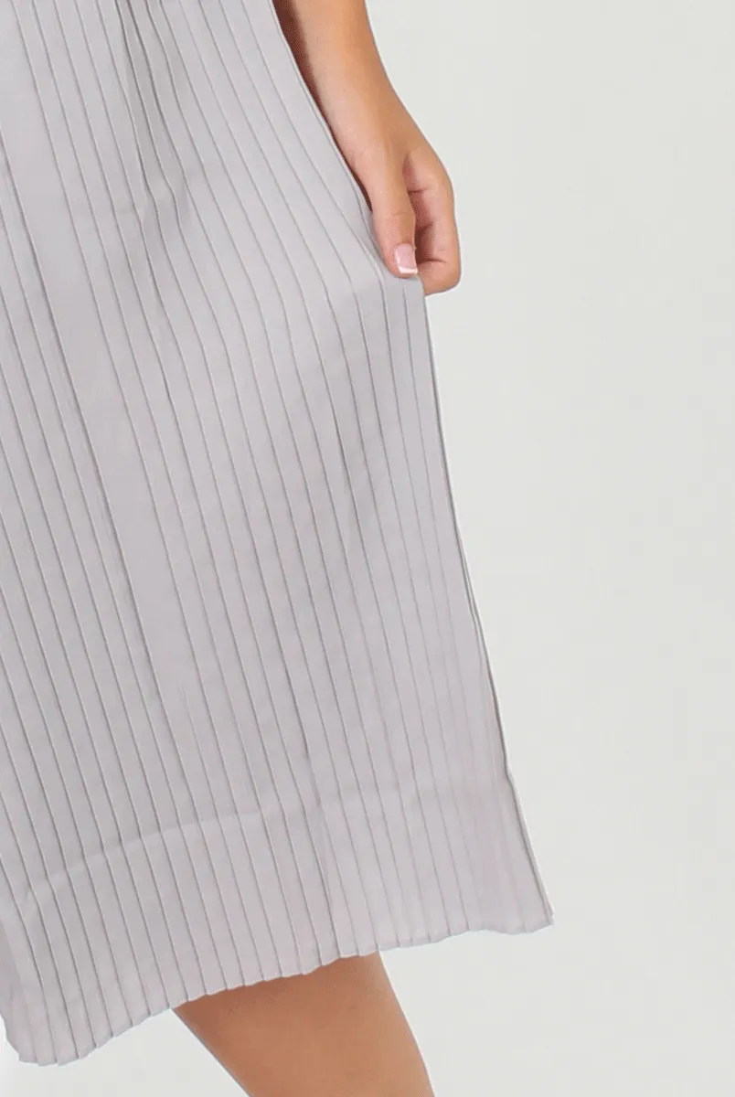 Grey Half Pleat Skirt Layer Culottes - Anna