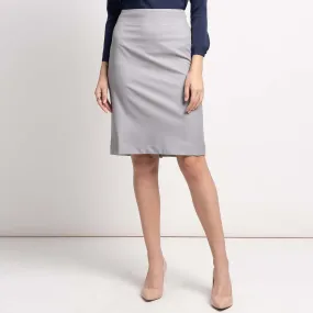 Grey Poly Cotton Women's Straight Skirt